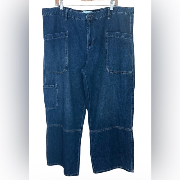 Celebrity Pink XXXL Wide Leg Utility Jeans Patch Pocket Carpenter Dark Wash Boho - Picture 2 of 8